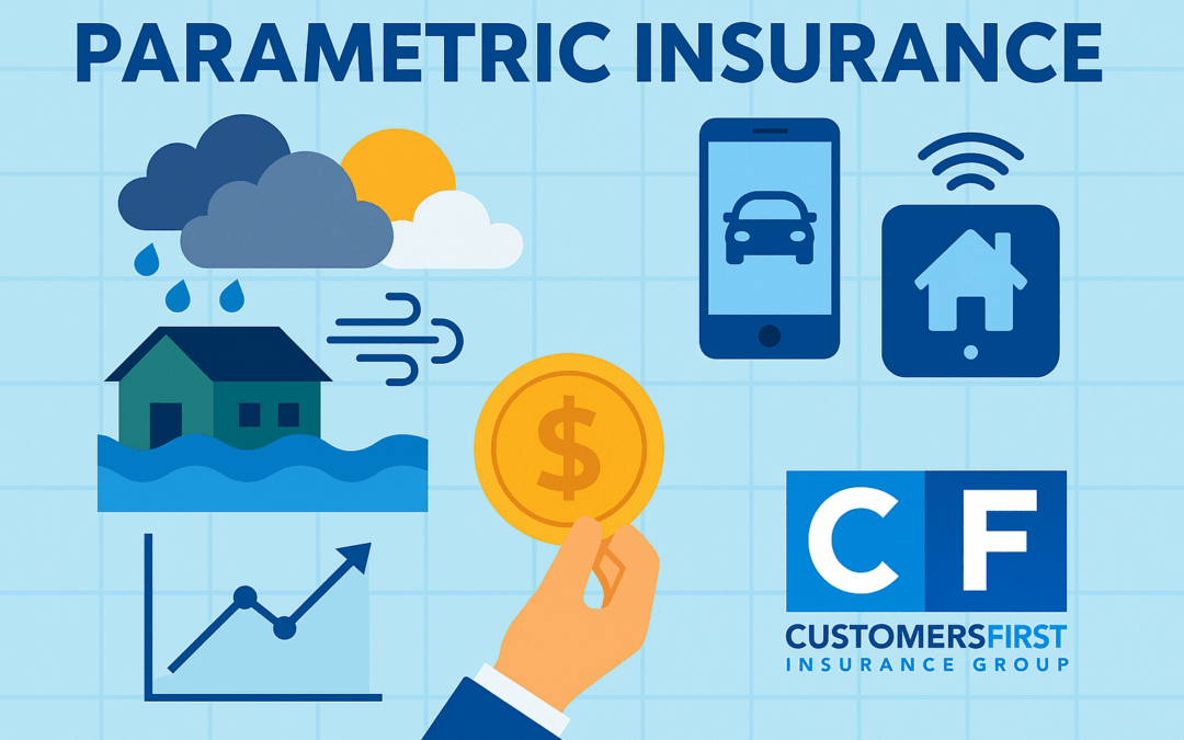 Illustration of parametric insurance with climate risks, telematics, and smart home technology
